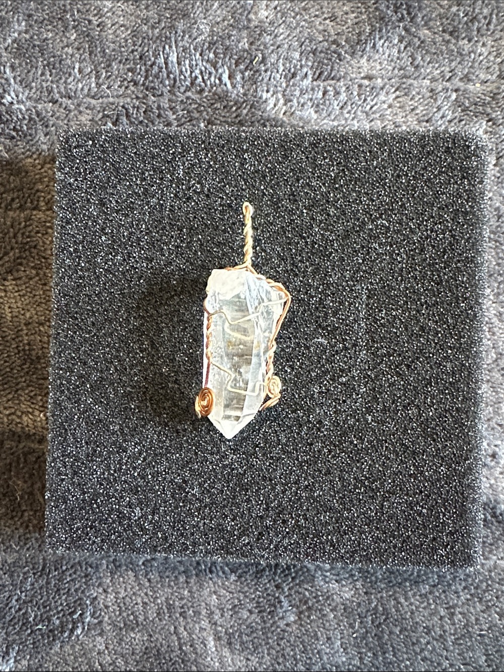 Handcrafted Clear Quartz Wire-Wrapped Pendant - Gold Wire